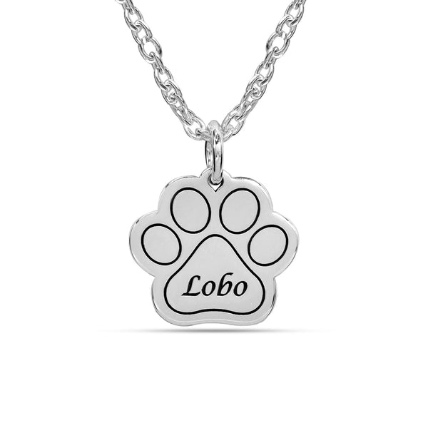 Personalised 925 Sterling Silver Engraved Name Dog Memorial Pendant Necklace