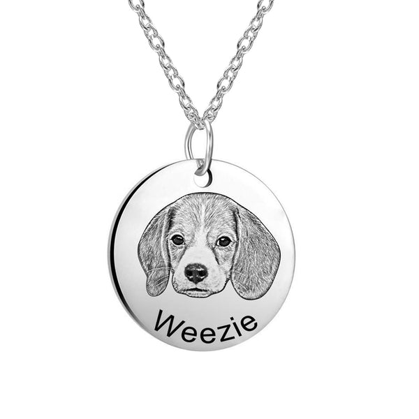 Personalised 925 Sterling Silver Engraved Pet Photo With Name Pendant Necklace