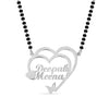 925 Sterling Silver Personalised Couple Name Heart Shape Pendant Mangalsutra for Women