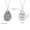 Personalised 925 Sterling Silver Engraved Fingerprint With Name Drop Pendant Necklace for Women