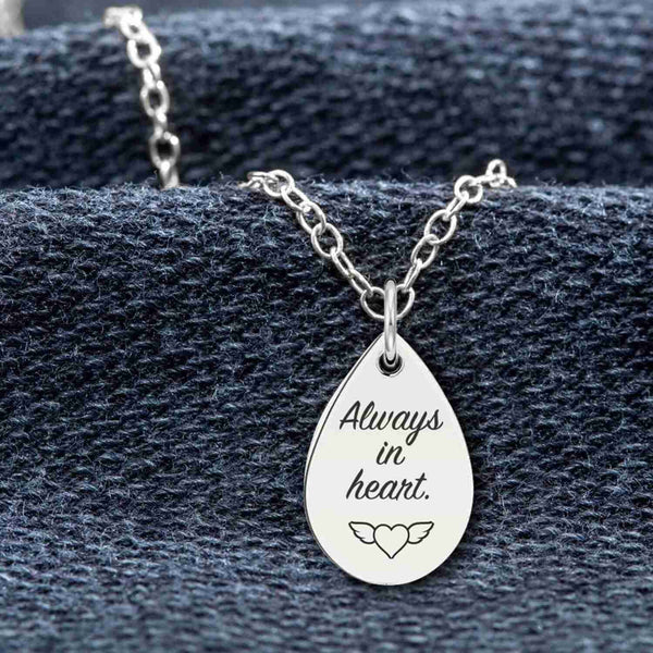 Personalised 925 Sterling Silver Engraved Fingerprint With Name Drop Pendant Necklace for Women