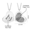 Personalised 925 Sterling Silver Eternal Bond Couple Fingerprint with Name Heart Pendant Necklace with Personalised Photo & Message BOX for Women