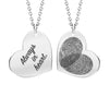 Personalised 925 Sterling Silver Eternal Bond Couple Fingerprint with Name Heart Pendant Necklace with Personalised Photo & Message BOX for Women