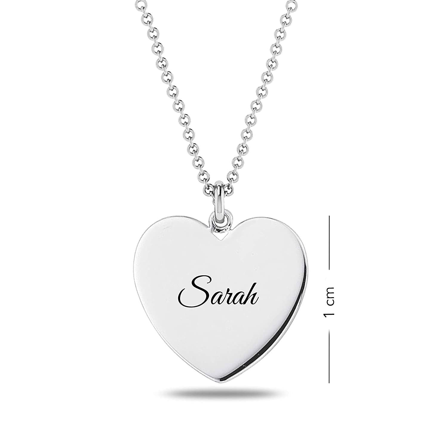 Personalised 925 Sterling Silver Engraved Heart Charm Name Necklace for Teen Women