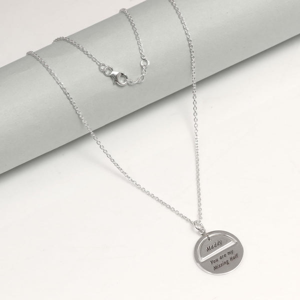 Personalised 925 Sterling Silver Engraved Name and Message Round Disc Pendant Necklace with Personalised Message BOX for Women