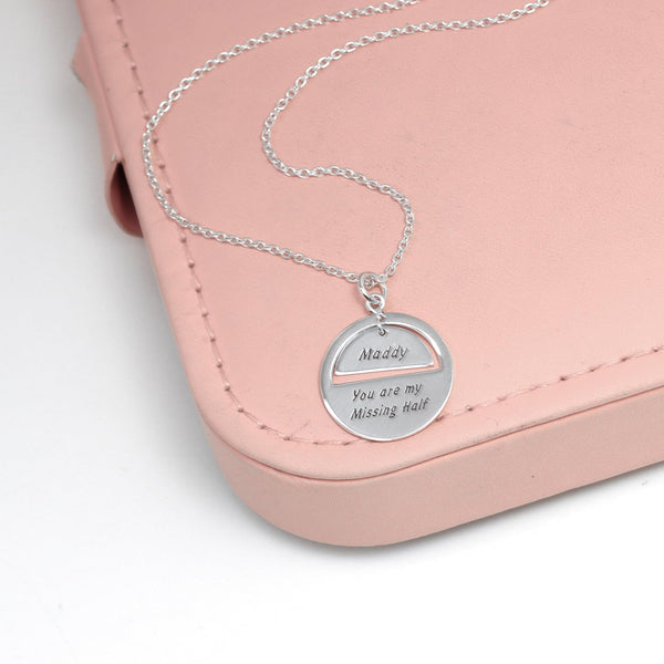 Personalised 925 Sterling Silver Engraved Name and Message Round Disc Pendant Necklace with Personalised Message BOX for Women