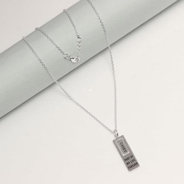 Personalised 925 Sterling Silver Engraved Name and Message Double Bar Necklace with Personalised Photo & Message BOX for Women