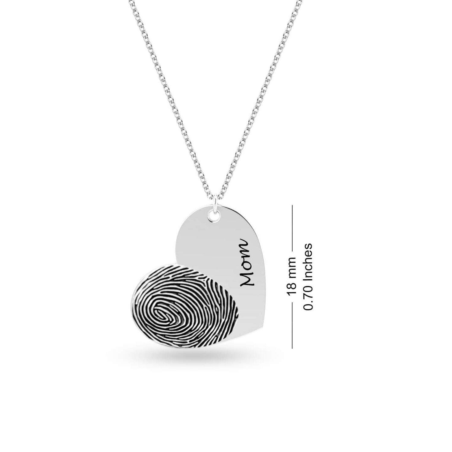 Personalised 925 Sterling Silver Actual Fingerprint Memorial Pendant Necklace for Men and Women