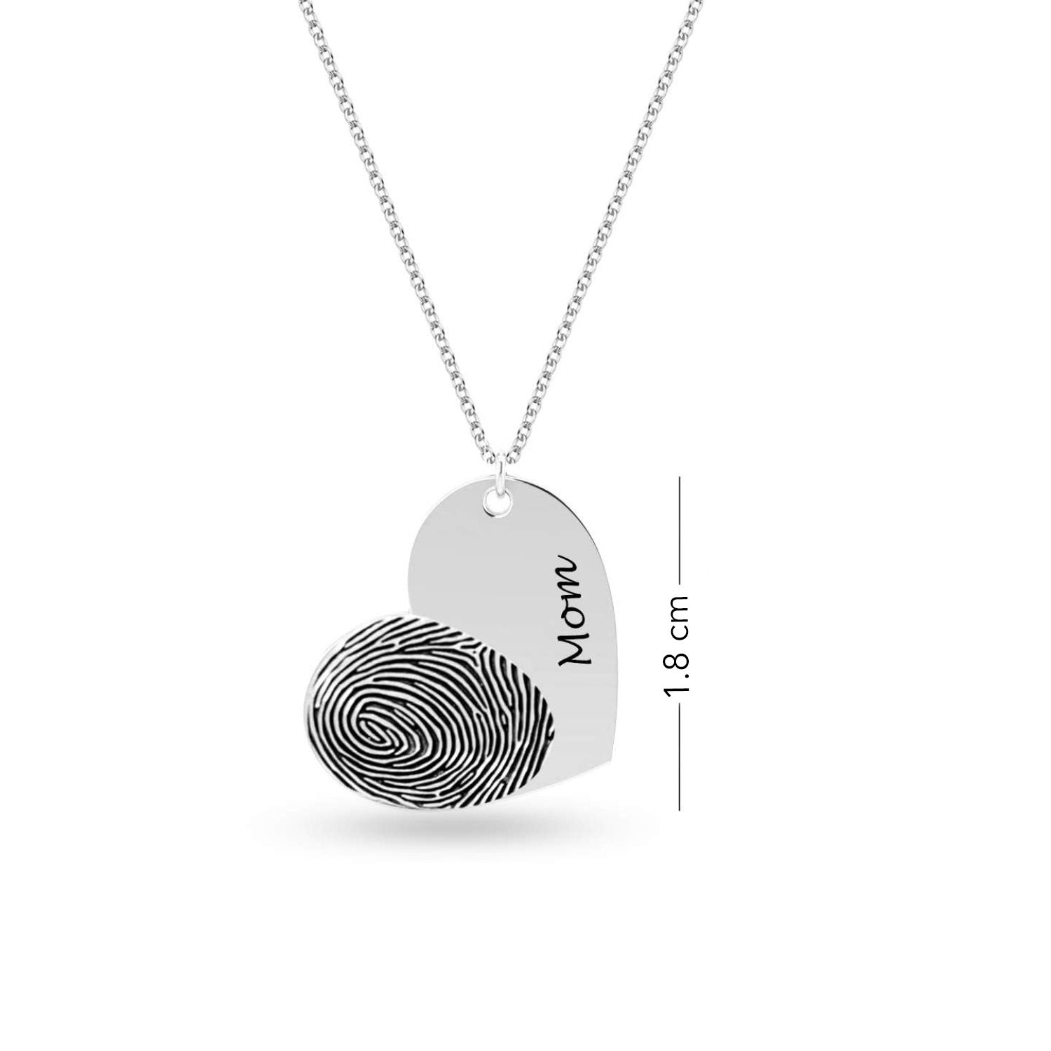 Personalised 925 Sterling Silver Actual Fingerprint Memorial Pendant Necklace for Men and Women