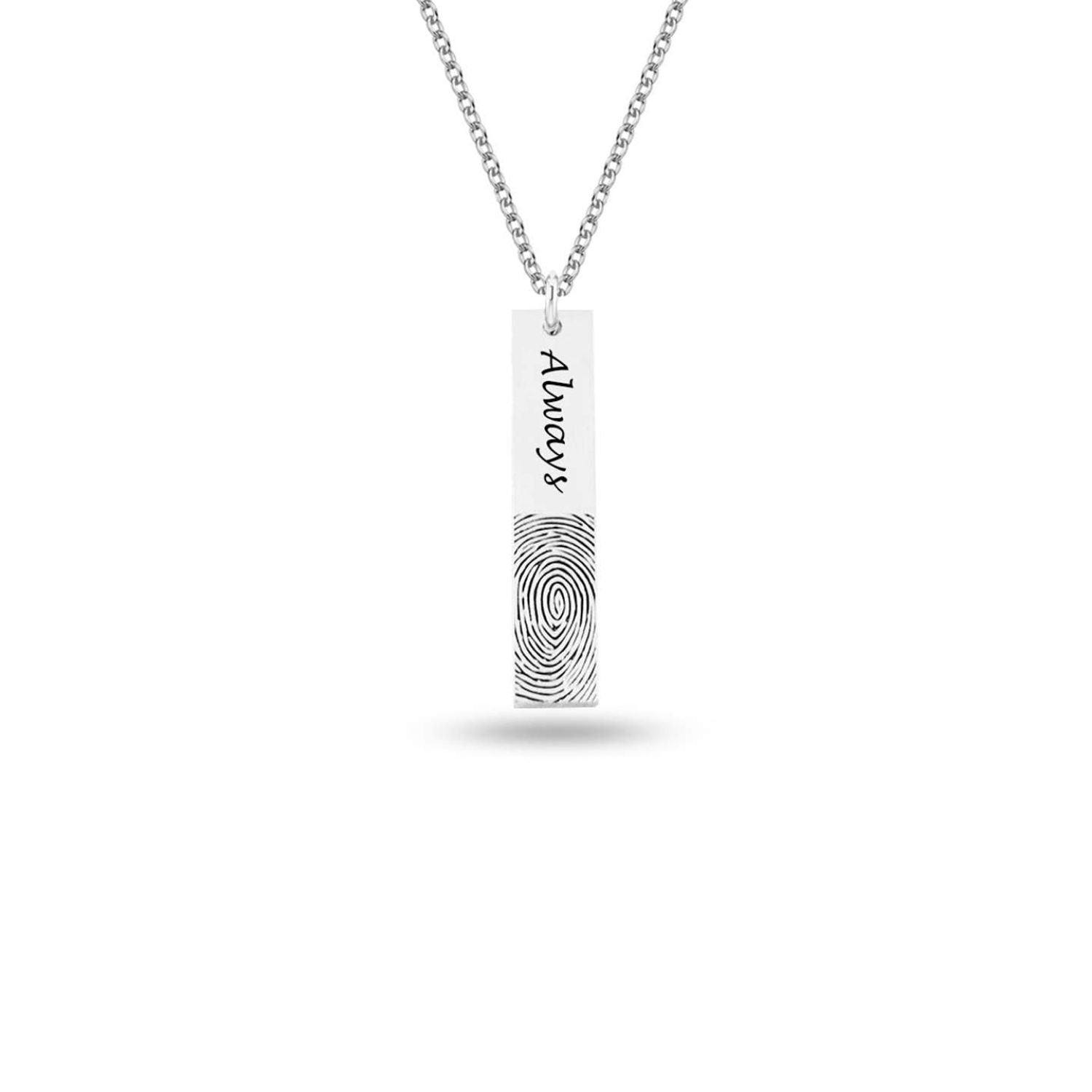 Personalised 925 Sterling Silver Actual Fingerprint Memorial Pendant Necklace for Men and Women