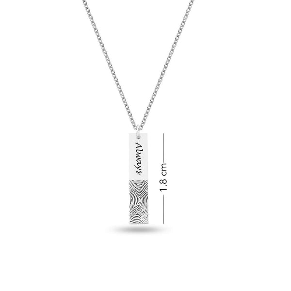 Personalised 925 Sterling Silver Actual Fingerprint Memorial Pendant Necklace for Men and Women