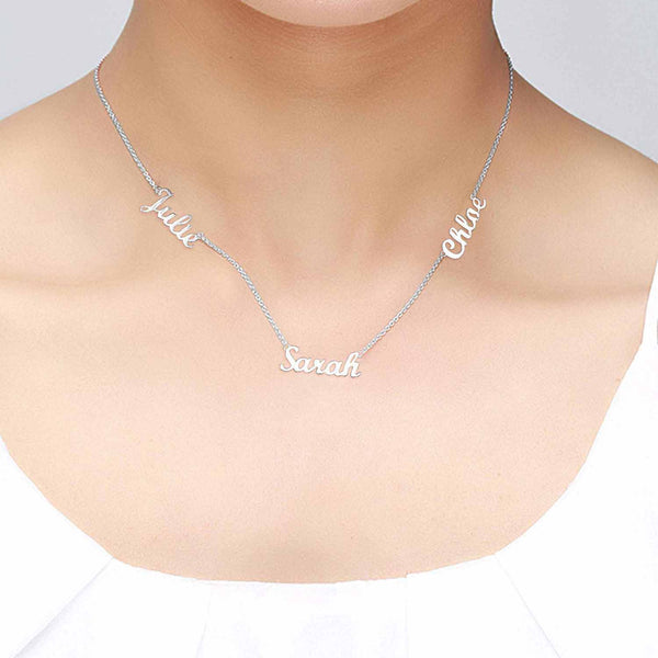 Personalised 925 Sterling Silver Name Family Chain Necklace for Women