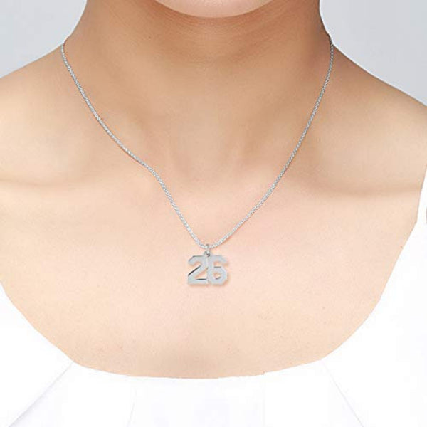 Personalised 925 Sterling Silver Sports, Custom Number Necklace for Teen Women