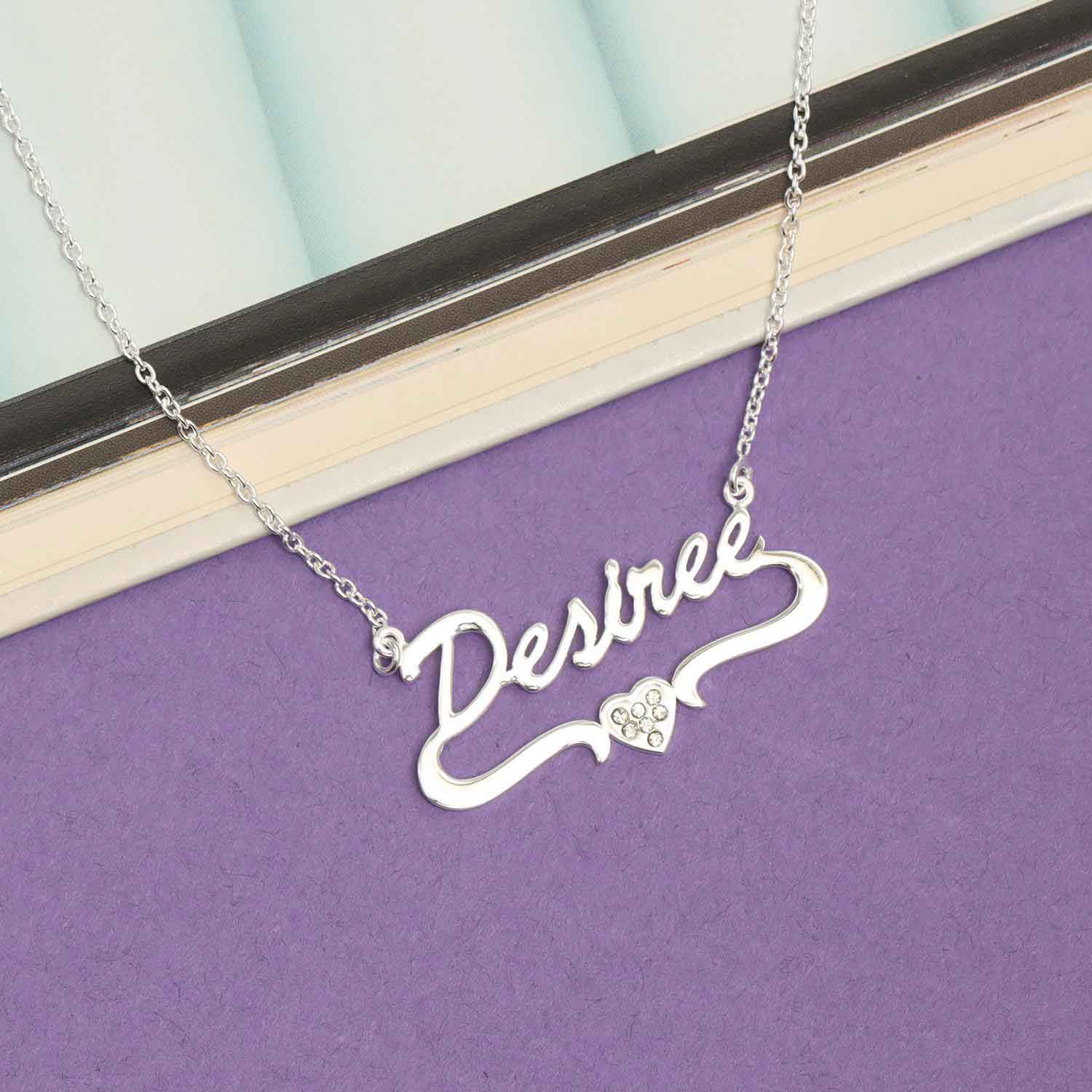 Personalised 925 Sterling Silver Name Heart Necklace for Teen Women