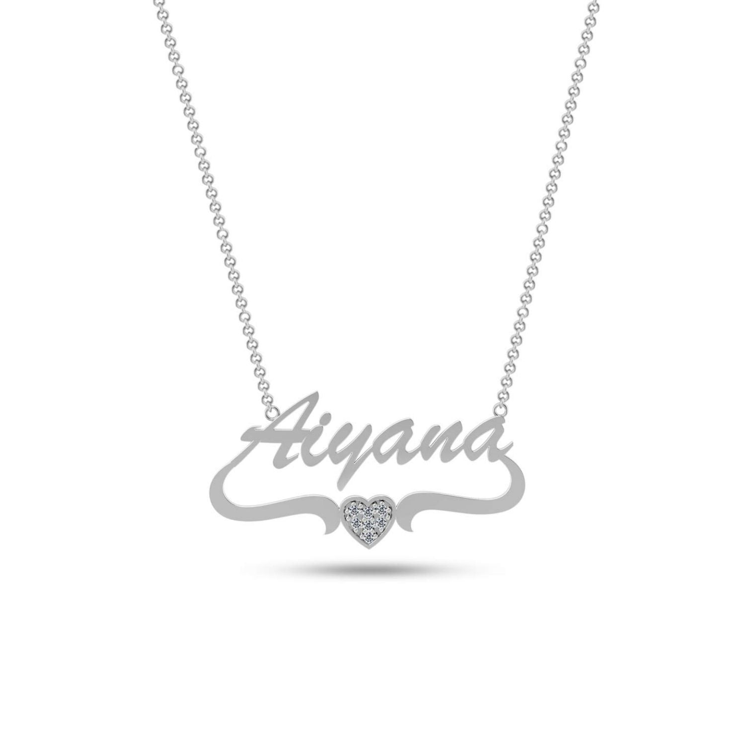 Personalised 925 Sterling Silver Name Heart Necklace for Teen Women