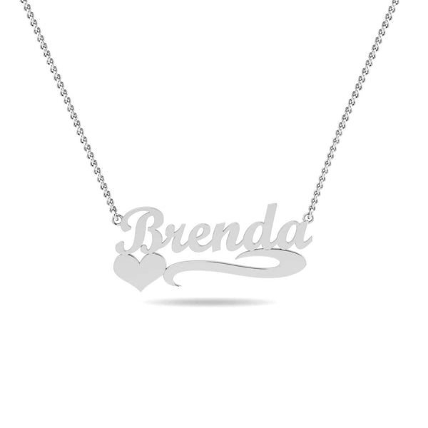 Personalised 925 Sterling Silver Name with Heart Necklace for Teen Women