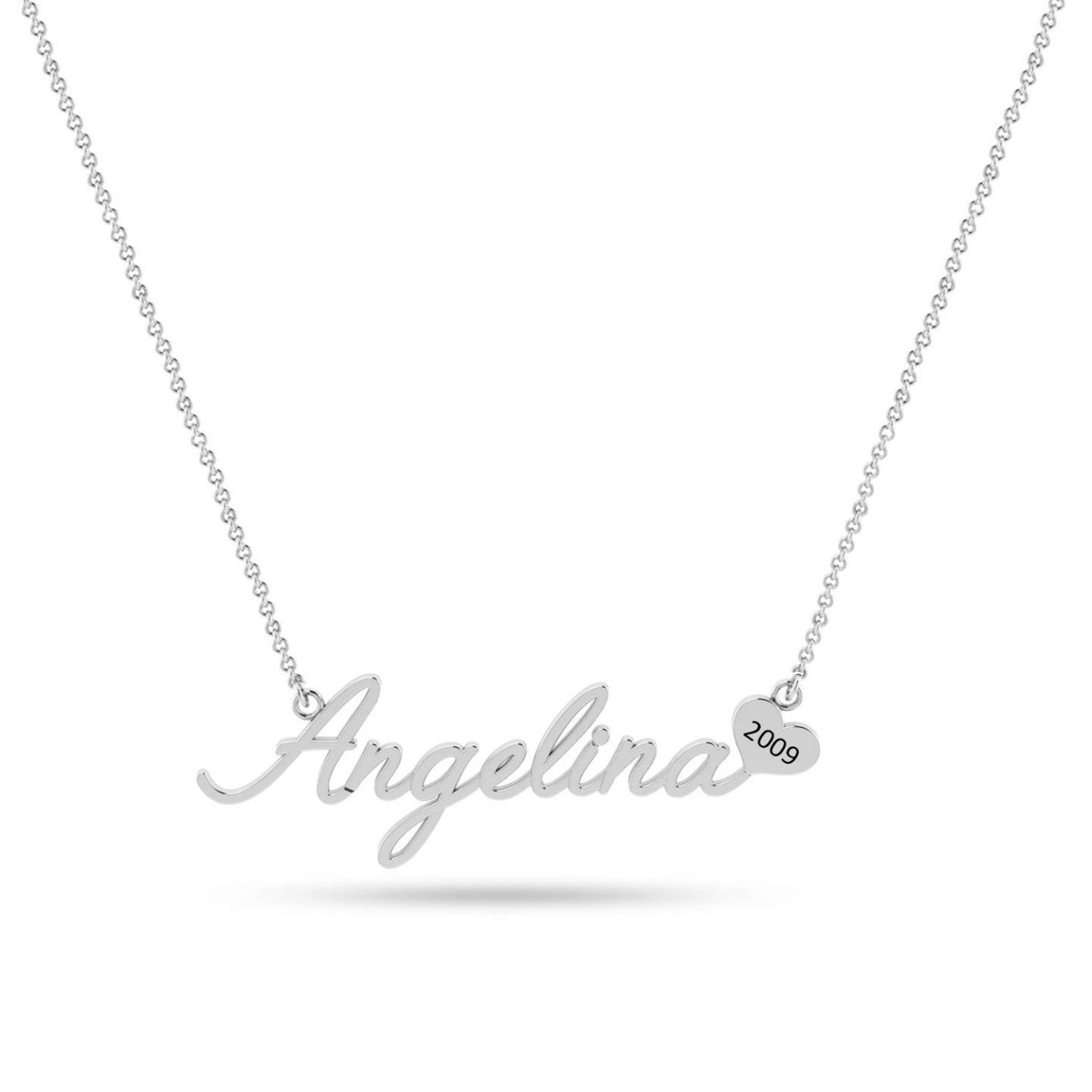 Personalised 925 Sterling Silver Name and Graduation Year Heart Necklace for Teen Women