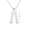 Personalised 925 Sterling Silver Vertical Two Bar with Name Engraved Couple Necklace for Women