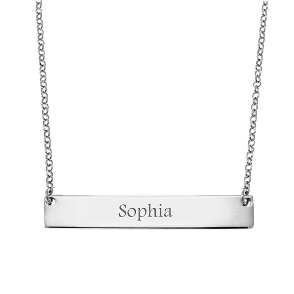 Personalised 925 Sterling Silver Engraved Letter Initial Pendant Bar Necklace for Teen Women