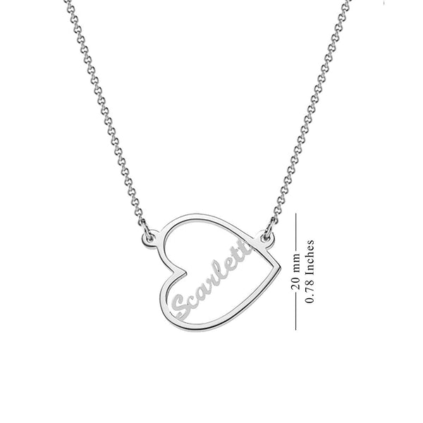 Personalised 925 Sterling Silver Open Heart Name Pendant Necklace for Teen Women