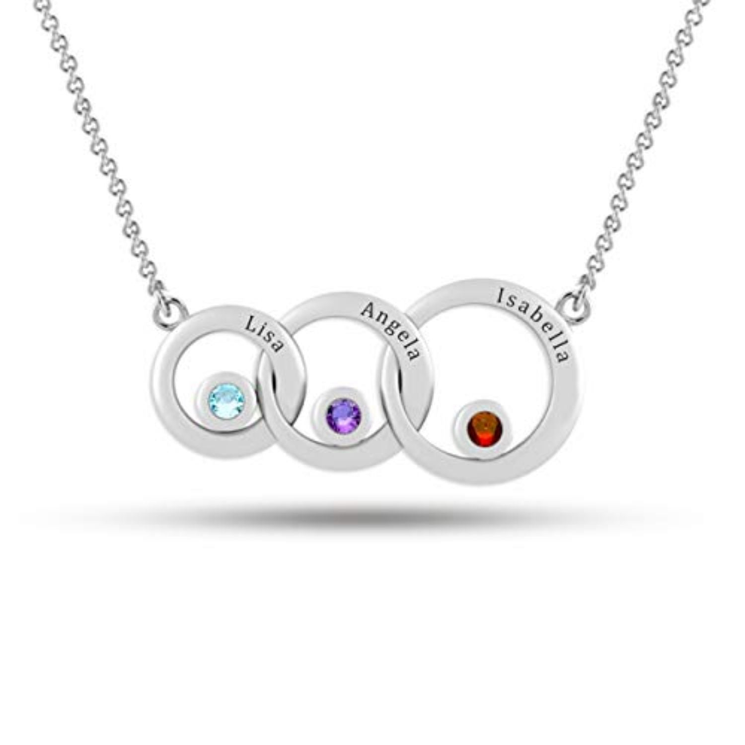 Personalised 925 Sterling Silver Family Circle Name Message Necklace for Teen Women