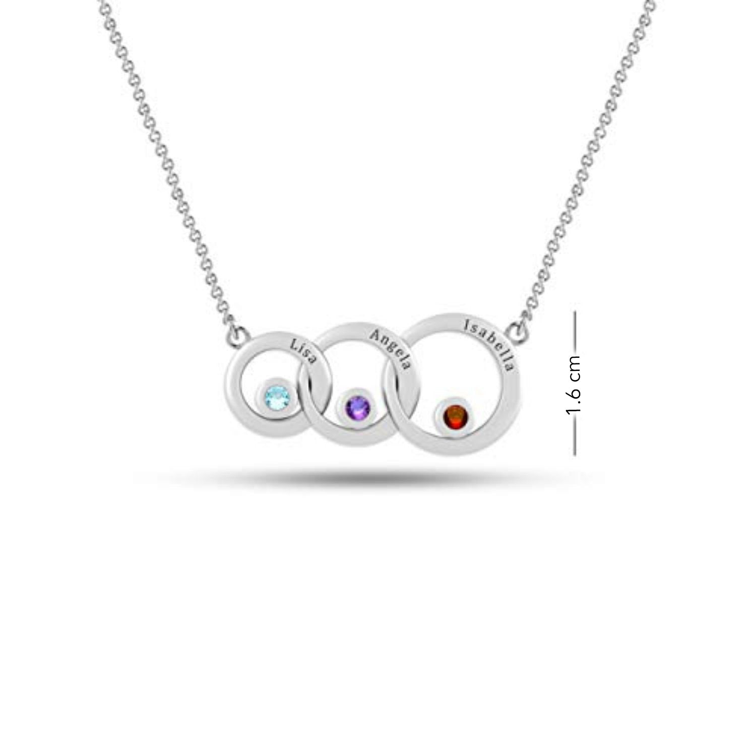 Personalised 925 Sterling Silver Family Circle Name Message Necklace for Teen Women