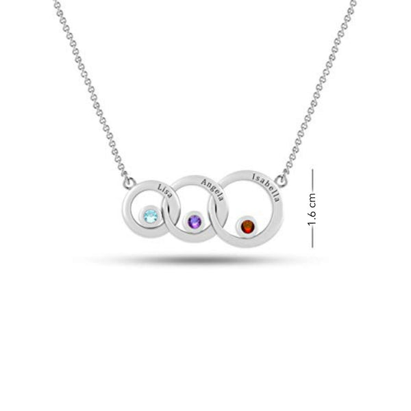 Personalised 925 Sterling Silver Family Circle Name Message Necklace for Teen Women