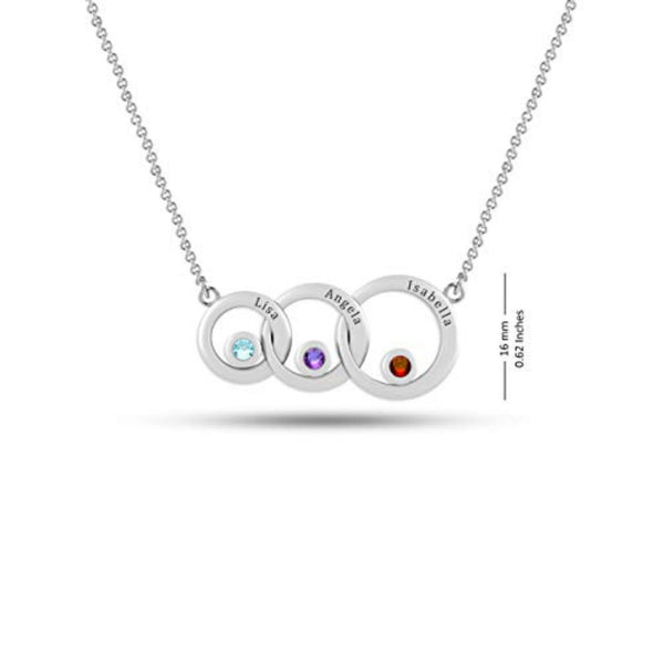 Personalised 925 Sterling Silver Family Circle Name Message Necklace for Teen Women