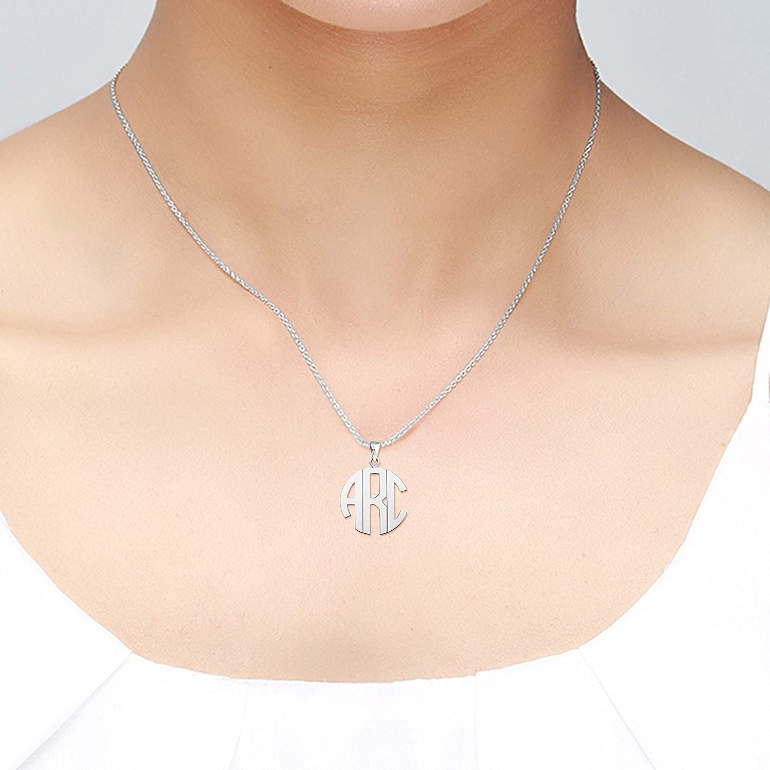 Personalised 925 Sterling Silver Monogramos Initial Necklace for Teen Women