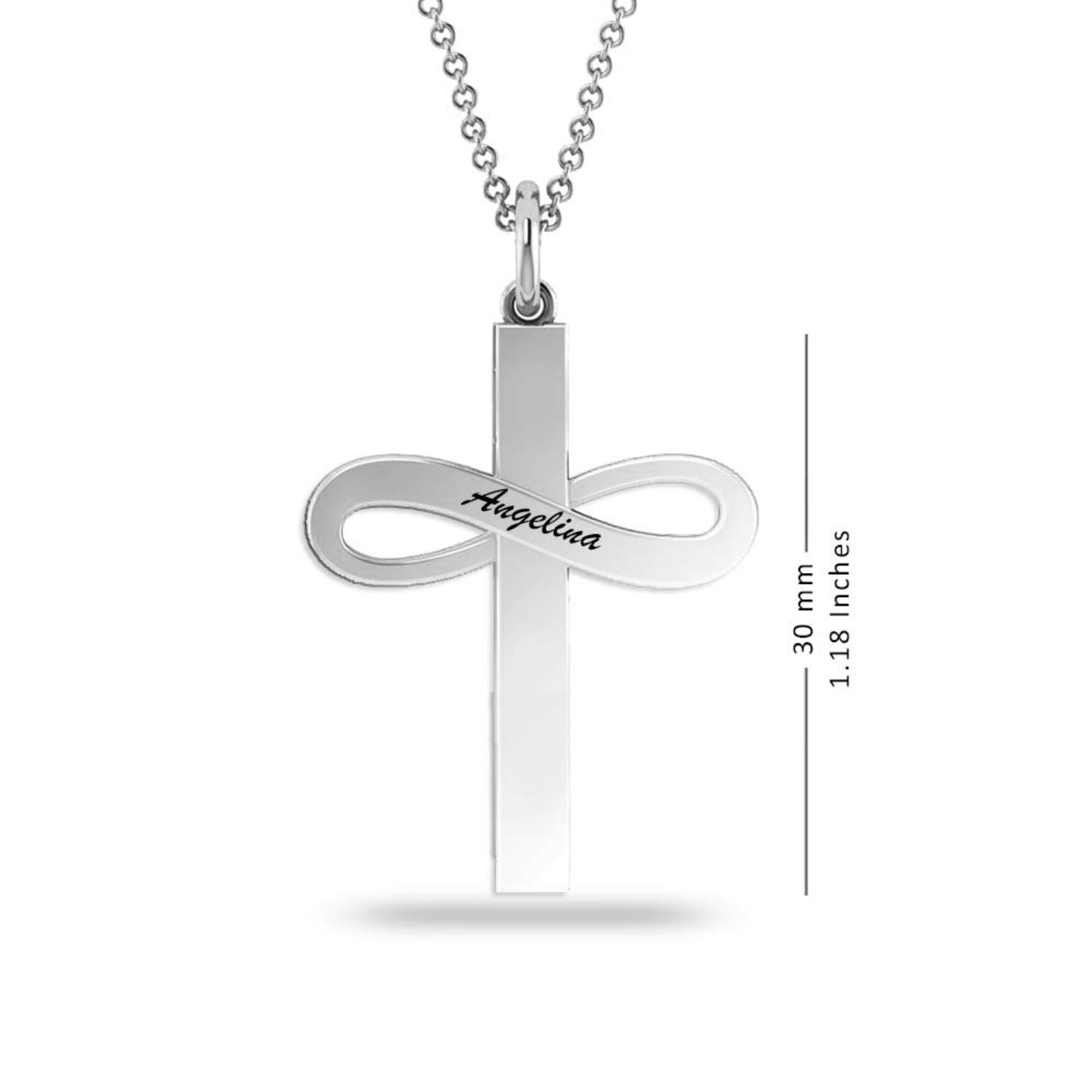 Personalised 925 Sterling Silver Engraved Infinity Cross Necklace for Teen Women