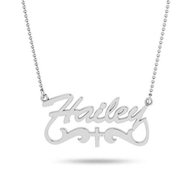 Personalised 925 Sterling Silver Name Cross Tail Necklace for Teen Women