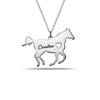 Personalised 925 Sterling Silver Horse Silhouette Name Message Necklace for Teen Women