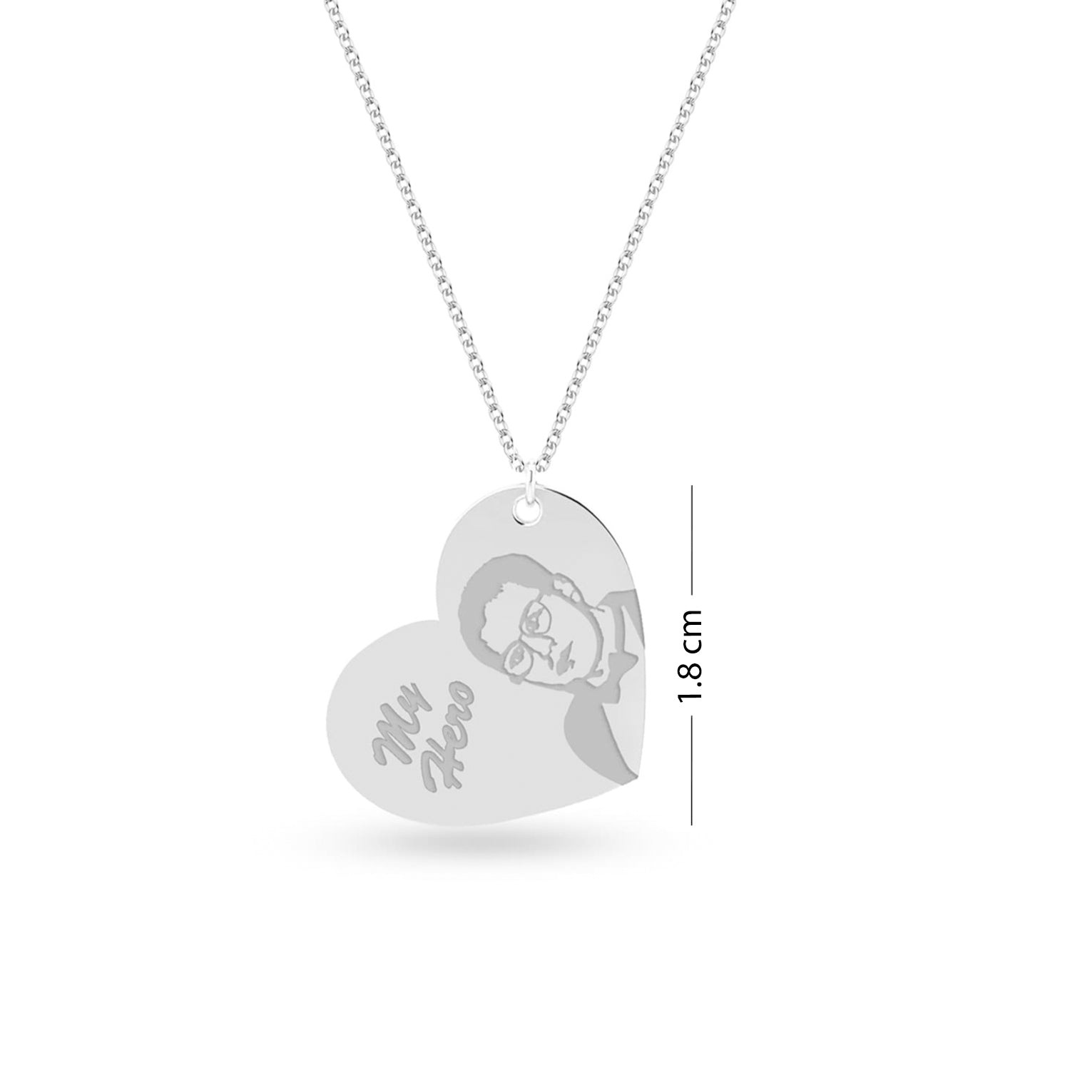 Personalised 925 Sterling Silver Engraved Photo With Name Pendant Necklace for Women