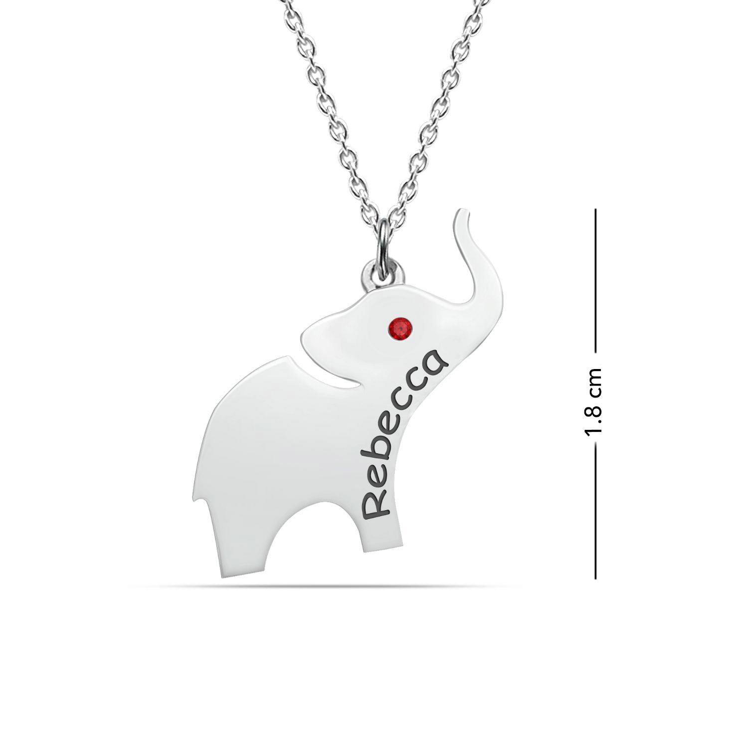 Personalised 925 Sterling Silver Name and Birthstone Elephant Necklace for Women Teen