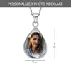 925 Sterling Silver Personalised Photo Double Sided Picture Drop Shape Transparent Resin Pendant Necklace with Personalised Message Box for Teen Women