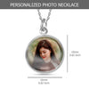 925 Sterling Silver Personalised Photo Double Sided Picture Round Shape Transparent Resin Pendant Necklace for Teen Women