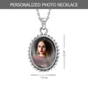 925 Sterling Silver Personalised Double Sided Beaded Oval Photo Custom Picture Granuals Transparent Resin Pendant Necklace for Teen Women