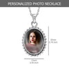 925 Sterling Silver Personalised Double Sided Beaded Oval Photo Custom Picture Granuals Transparent Resin Pendant Necklace for Teen Women