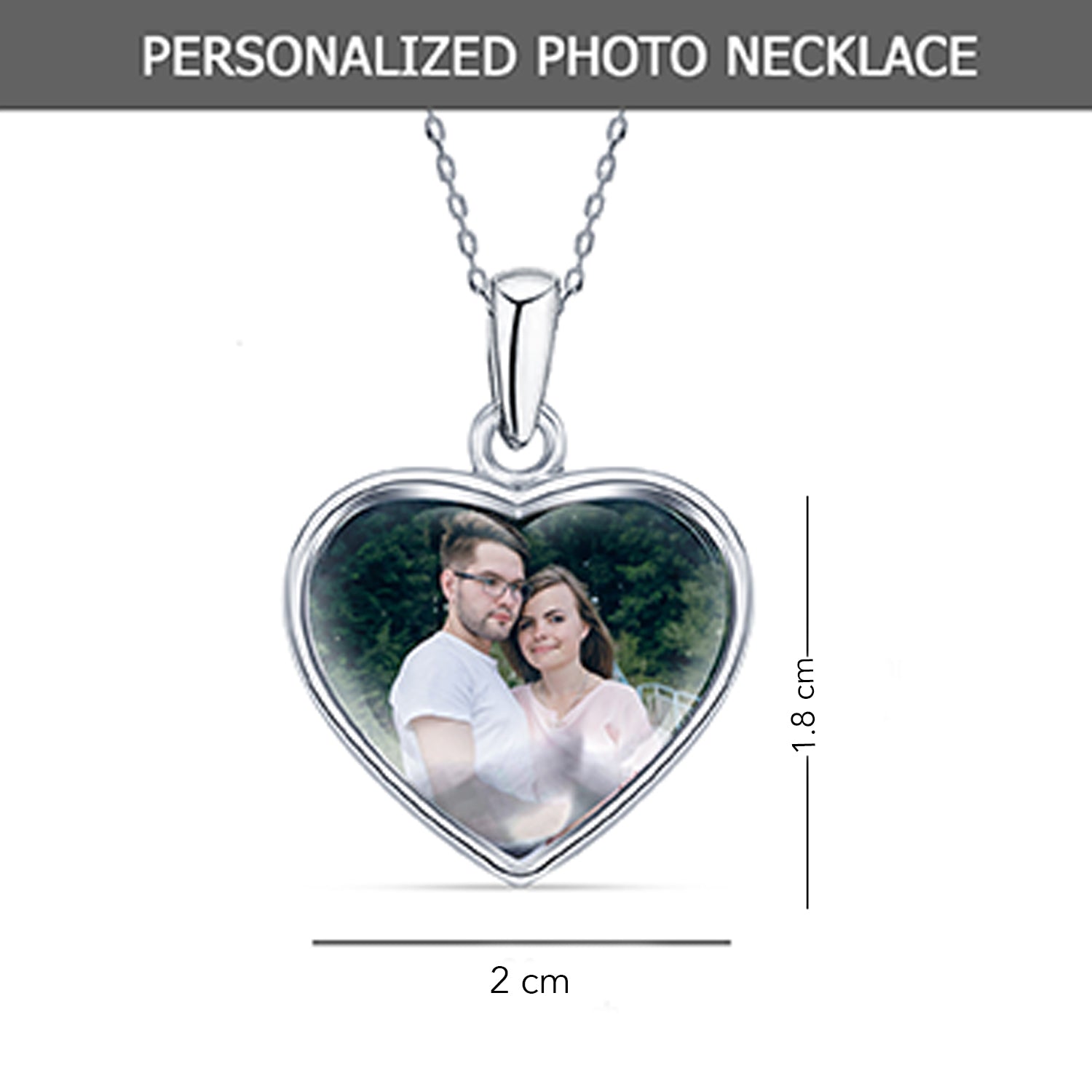 925 Sterling Silver Personalised Double Sided Heart Photo Custom Picture Transparent Resin Pendant Necklace with Personalised Photo & Message BOX for Teen Women