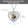 925 Sterling Silver Personalised Double Sided Picture Rotating Custom Photo Heart Shape Transparent Resin Pendant Necklace for Teen Women