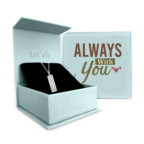 Personalised 925 Sterling Silver Engraved Name and Message Double Bar Necklace with Personalised Message BOX for Women