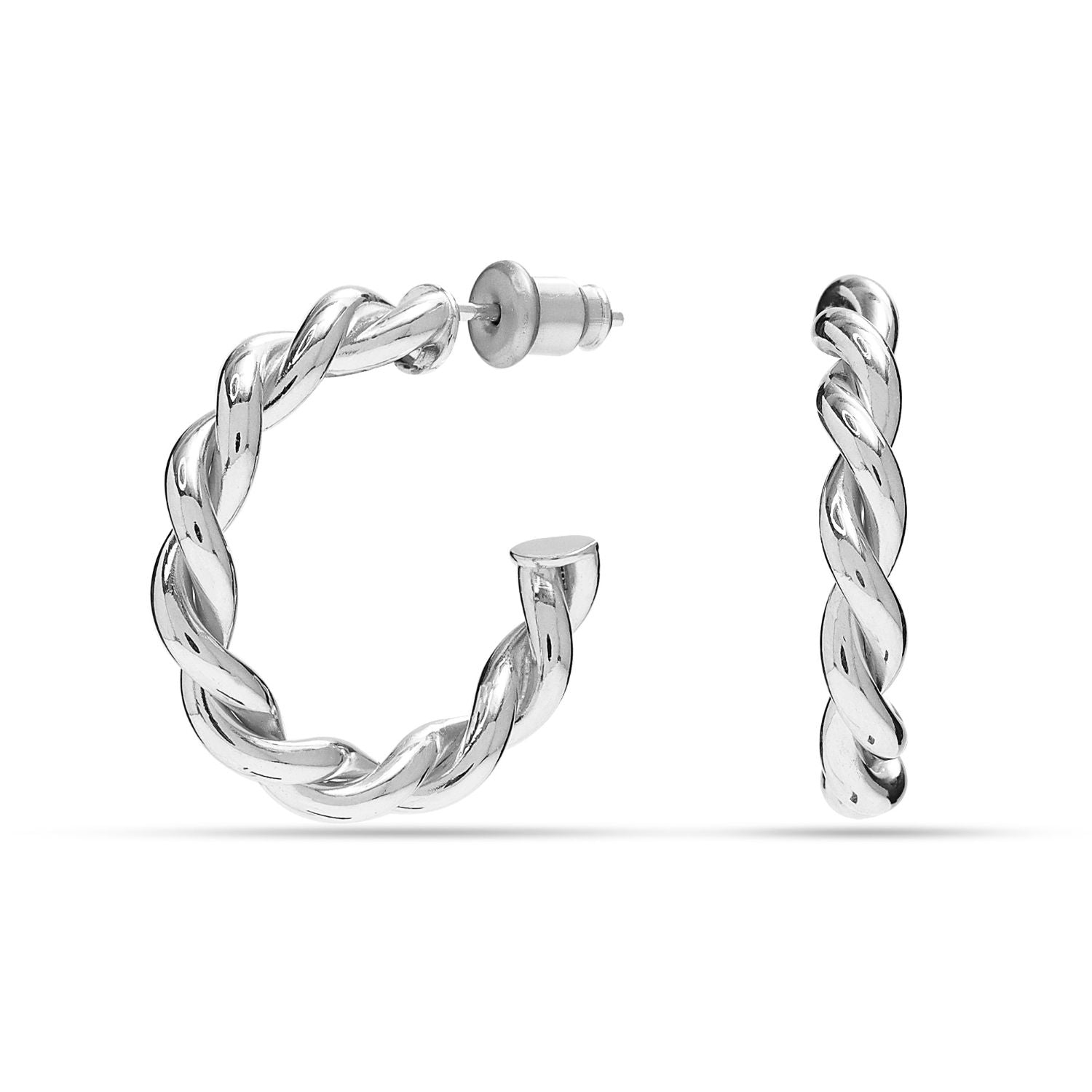 925 Sterling Silver Twisted Rope Round Hoop Earrings for Women Teen