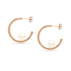 925 Sterling Silver Rose Gold Simulated Pearl C Hoop Earrings for Women