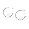 925 Sterling Silver Pearl C Hoop Earrings for Women