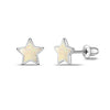 925 Sterling Silver Opal Star Screw Back Stud Earrings for Kids and Girls