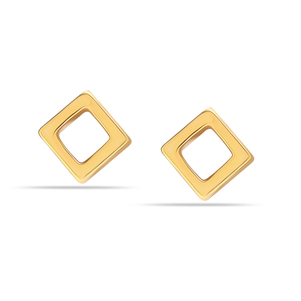 925 Sterling Silver 18K Gold-Plated Square Open Stud Earrings for Men