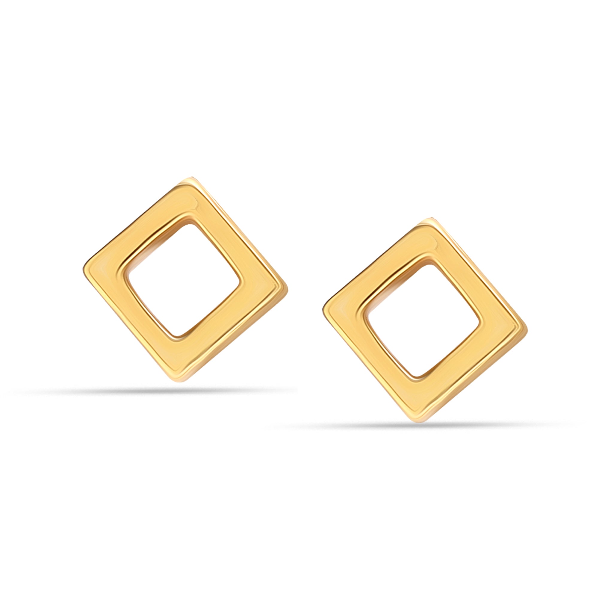 925 Sterling Silver 18K Gold-Plated Open Square Stud Earring for Teen Women