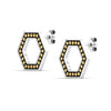 925 Sterling Silver Two-Tone Caviar Hexagon Omega Back Stud Earrings for Teen Women