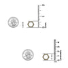 925 Sterling Silver Two-Tone Caviar Hexagon Omega Back Stud Earrings for Teen Women