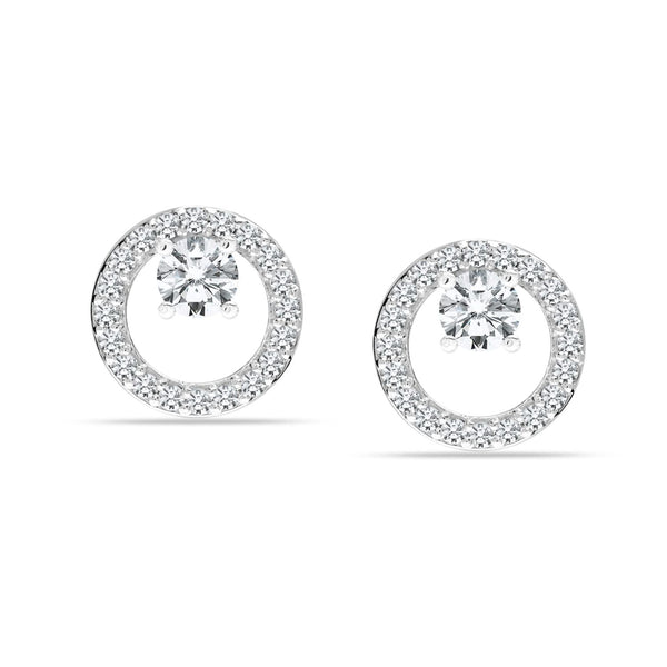 925 Sterling Silver Cubic-Zirconia Small Circle Pierced Stud Earrings for Women Teen